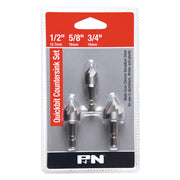 P&N 105CSRSET Quickbit Rose Countersink Set 3 piece - Chrome Vanadium CRV1