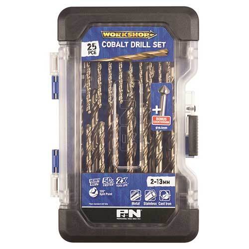 P&N 149060006 Workshop Cobalt HSS Drill Set plus Countersink - 25 Pcs - AIMS Industrial Supplies