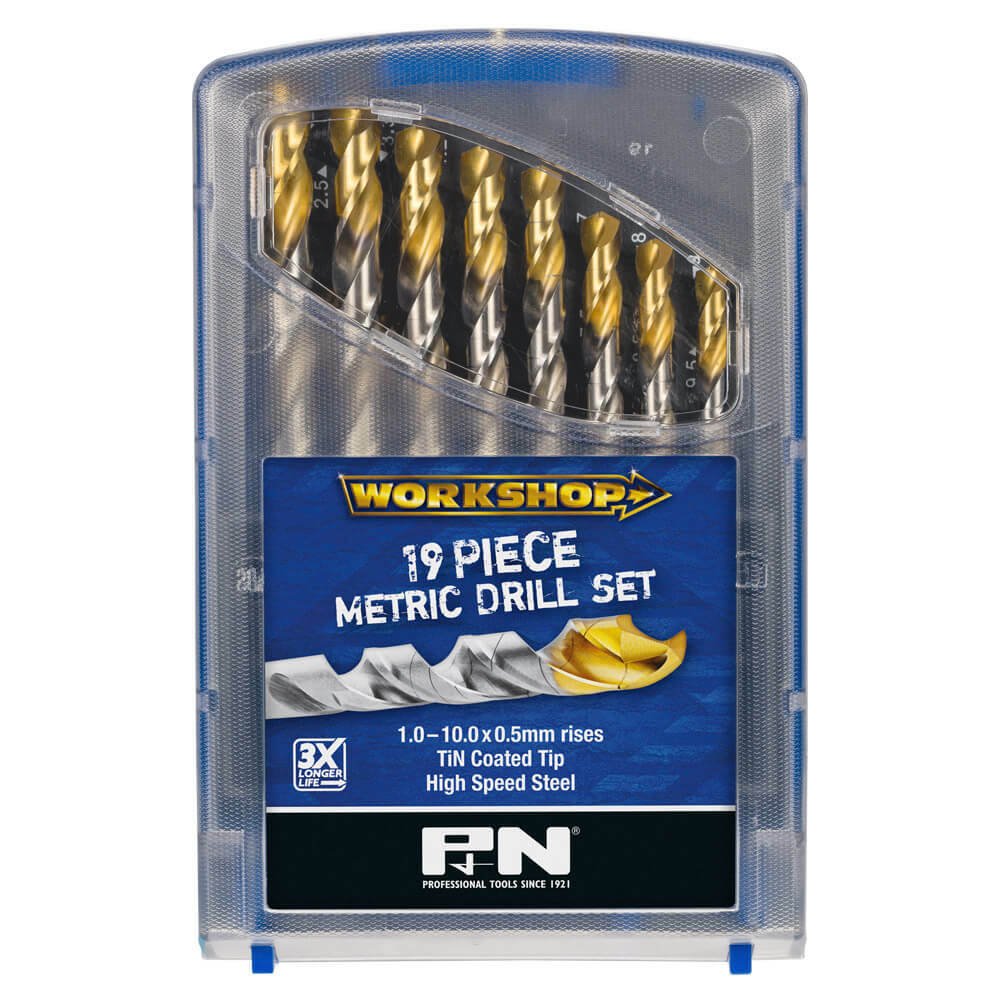 P&N 150B0WS2M Workshop 19 piece Jobber Drill Set - HSS Tinite 1 - 10mm x 0.5mm - AIMS Industrial Supplies
