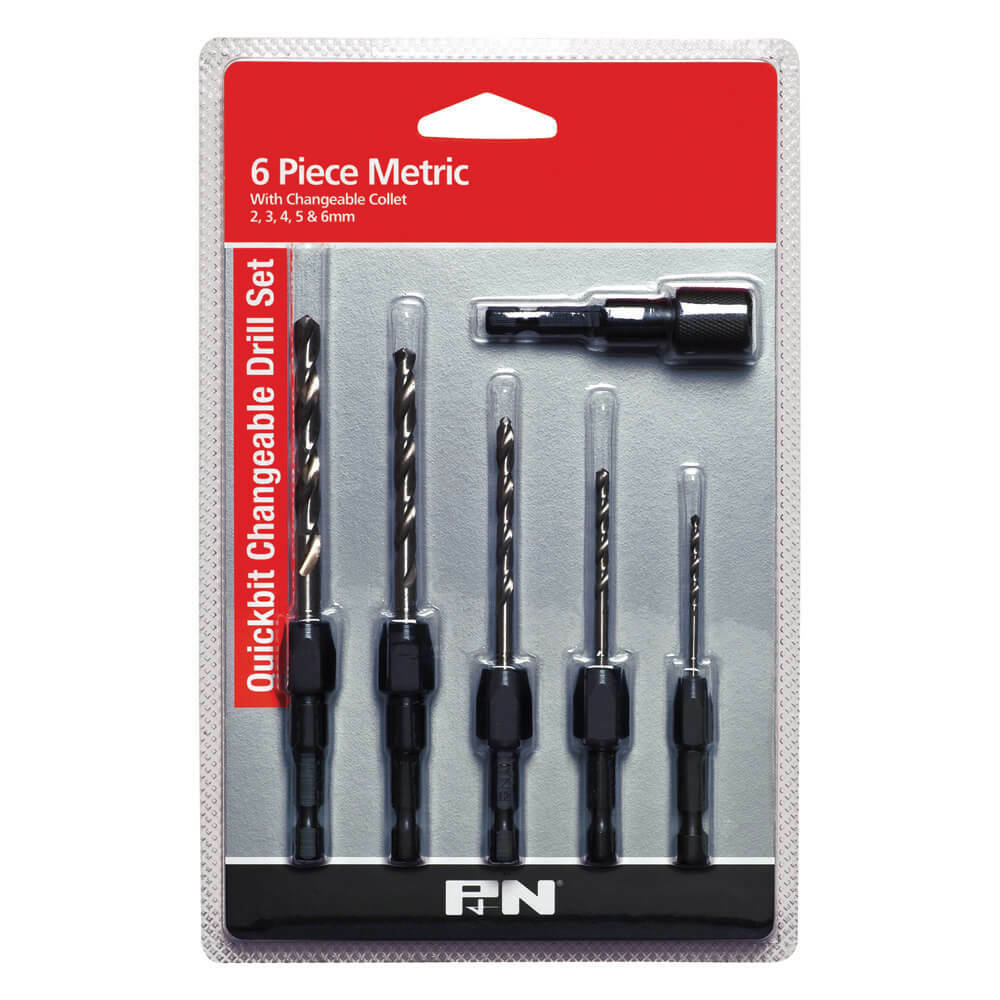 P&N 150BSET6M Quickbit Drill Set 6 piece 2.0 - 6mm, 1/4" Shank Bright HSS1