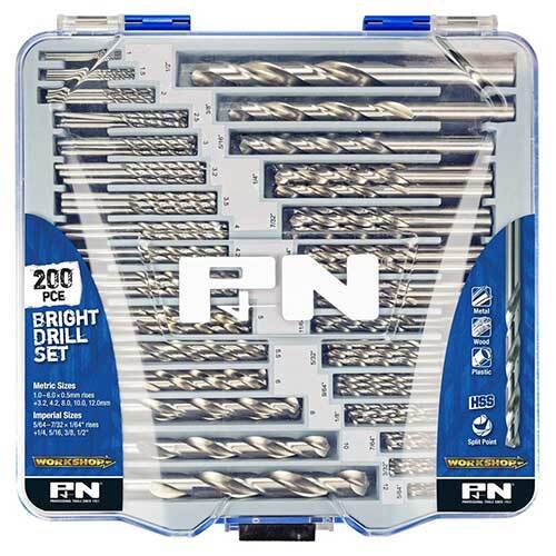 P&N 165399200 Bright Drill Set - Workshop Metric and Imperial 200 Pcs - AIMS Industrial Supplies