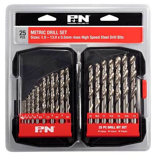 P&N 166044642 25 pc Metric Jobber Drill Set - HSS 1mm - 13mm x 0.5mm - AIMS Industrial Supplies