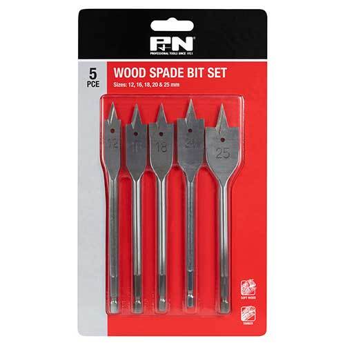 P&N 166044647 5 piece Spade Bit Set 12mm - 25mm Carbon Steel - AIMS Industrial Supplies