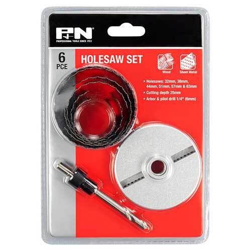 P&N 166044660 Holesaw Set Kit 6 piece CNH-06 32mm - 63mm Carbon Steel - AIMS Industrial Supplies