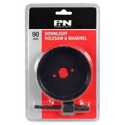 P&N 166044667 Holesaw Downlight Set 2 piece w/ Mandrel 90 mm Carbon Steel - AIMS Industrial Supplies