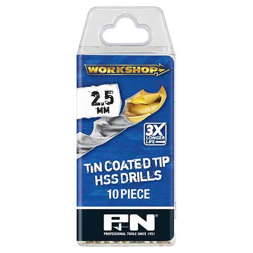 P&N 166310984 2.5mm Workshop Jobber Drill Bit HSS Co TiN Metric 10 Pack