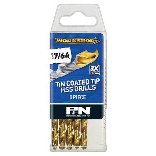 P&N 166412656 17/64" Workshop Jobber Drill Bit HSS Co TiN Imperial 5 Pack