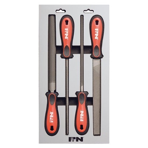 P&N 300SET004 File Set Bastard 4Pce Flat/Half Round/Round/Square x 200mm - AIMS Industrial Supplies