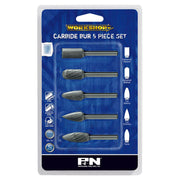 P&N 918CRSET5M Workshop Bur Set 5Pce 6mm Shank Double Cut VHM Bright1