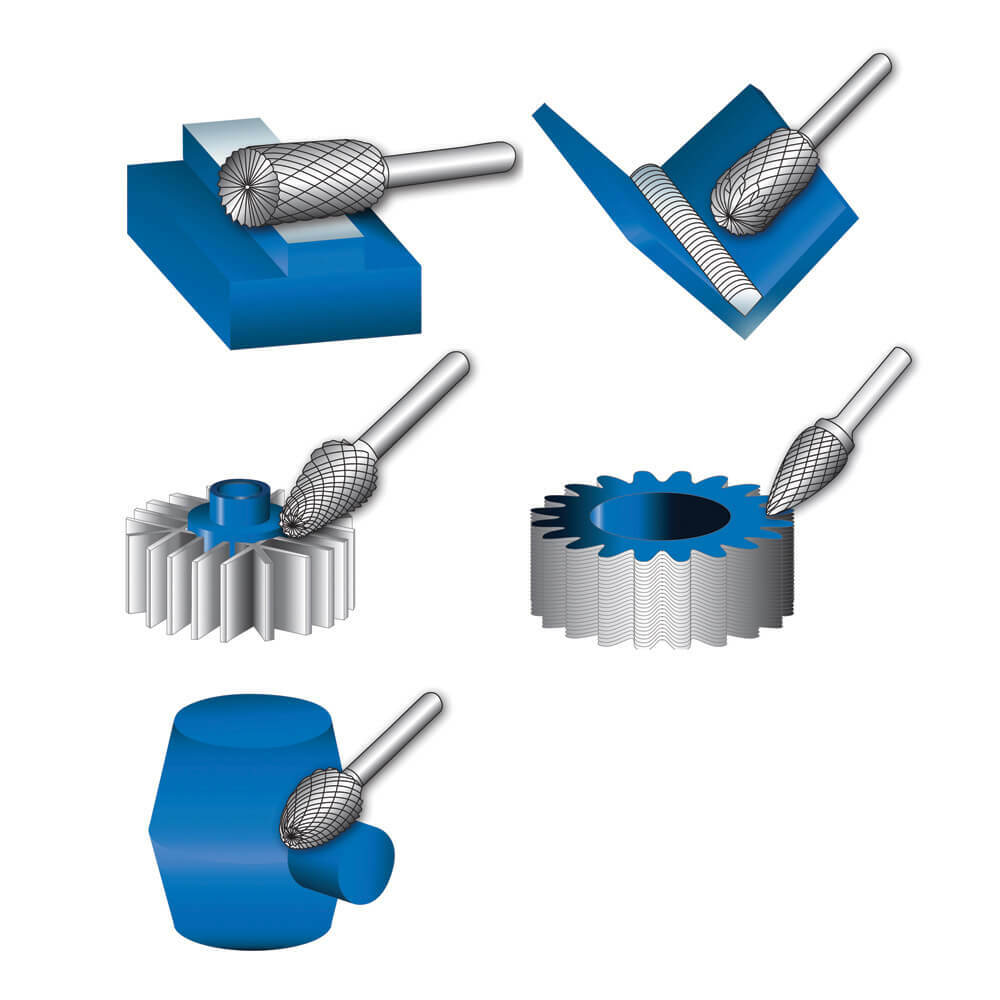 P&N 918CRSET5M Workshop Bur Set 5Pce 6mm Shank Double Cut VHM Bright2