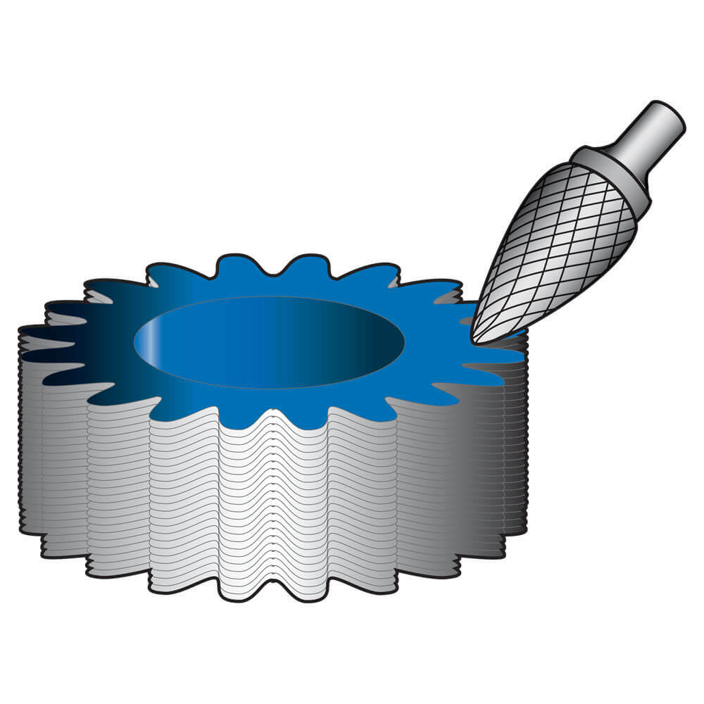 P&N Carbide Burr Tree Shape Pointed End Double Cut 3