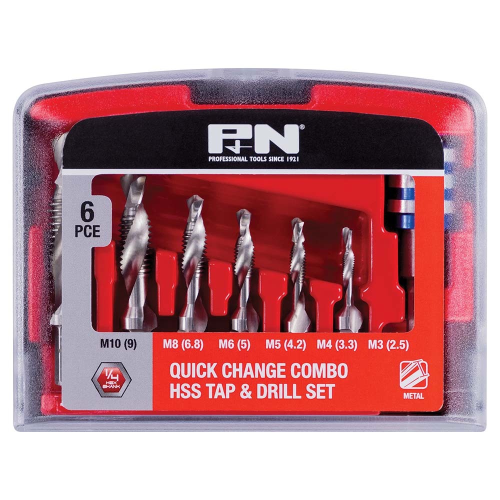 P&N Quick Change Combo HSS Tap & Drill Set, 6 Pieces - 1660446761
