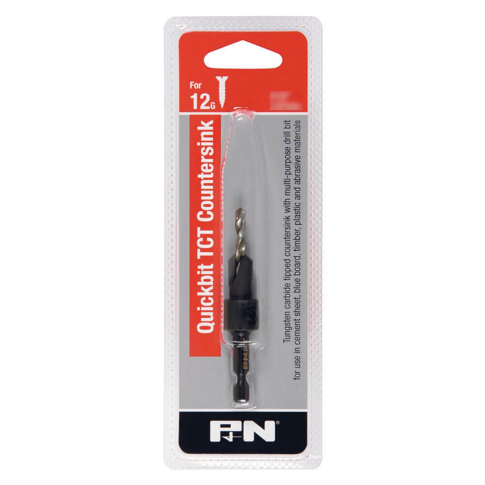 P&N Quickbit Pilot Drill Bit & Countersink - 1/4" Shank - TCT - AIMS Industrial Supplies