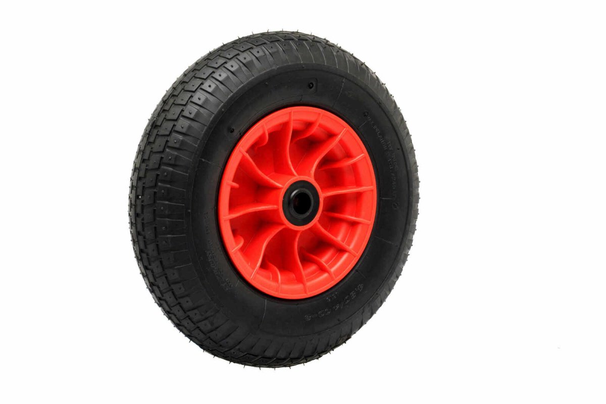 Pneumatic Wheel - Red Nylon Centre, Ball Bearing - AIMS Industrial Supplies