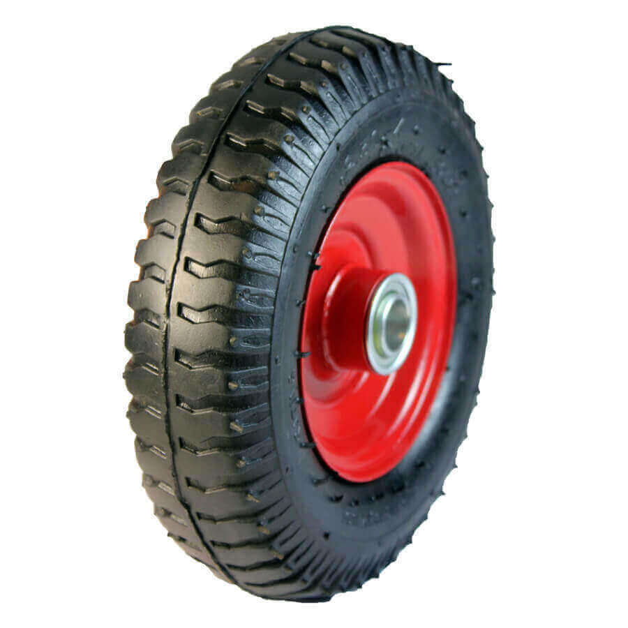 Pneumatic Wheel - Red Steel Centre, Ball Bearing - AIMS Industrial Supplies