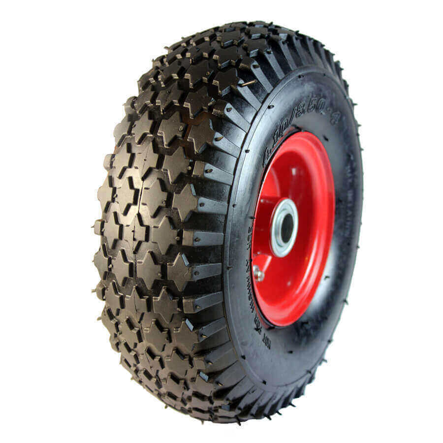 Pneumatic Wheel - Red Steel Centre, Ball Bearing - AIMS Industrial Supplies