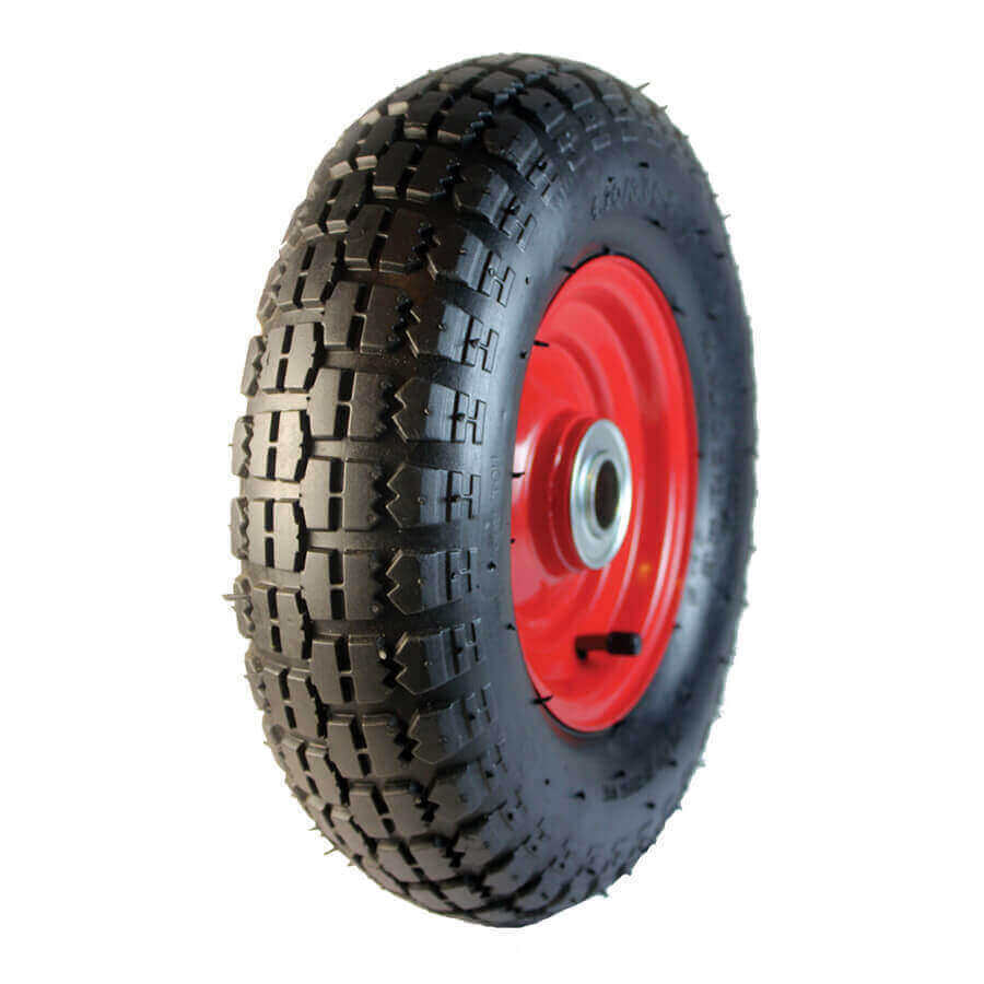 Pneumatic Wheel - Red Steel Centre, Ball Bearing - AIMS Industrial Supplies