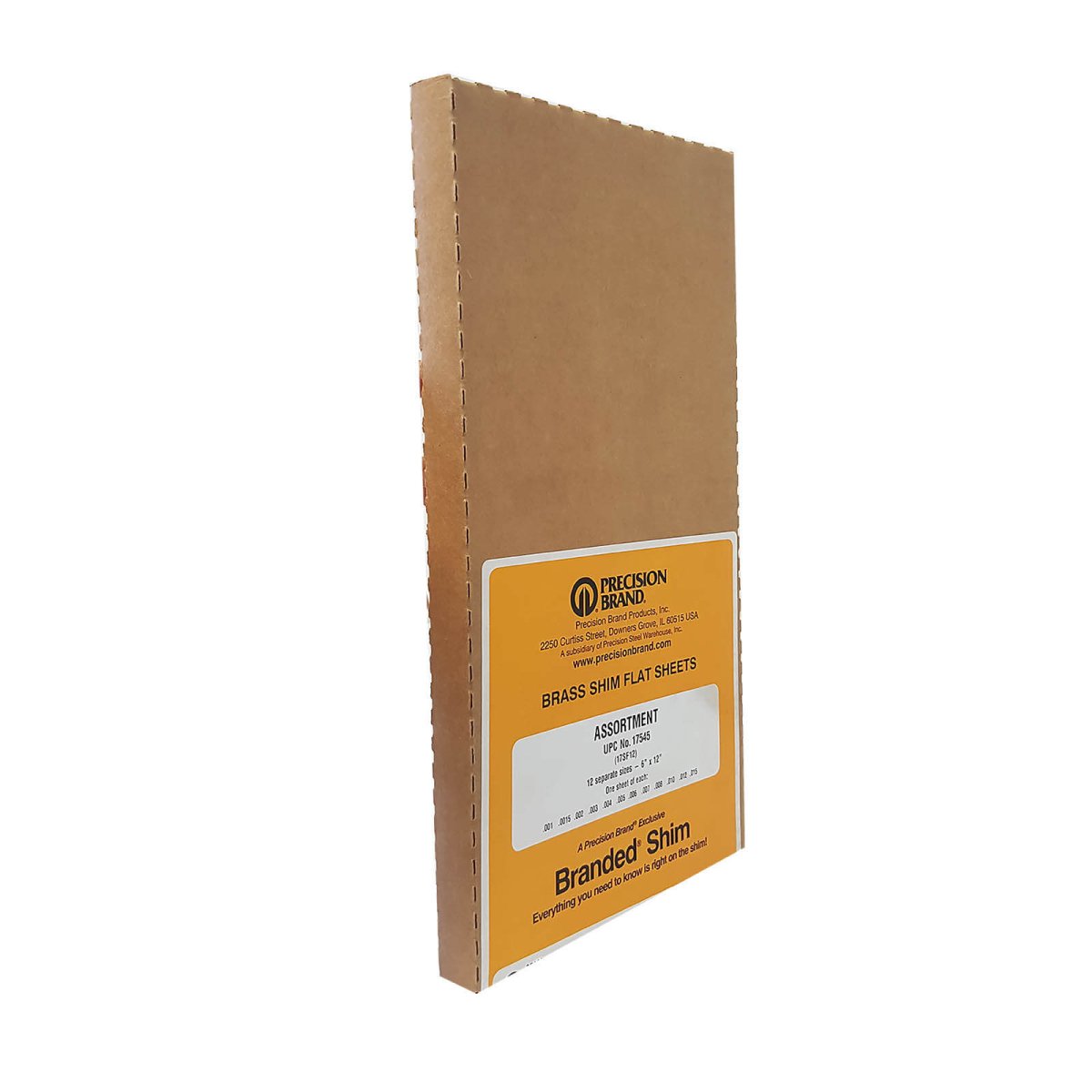 Precision Brand Brass Shim Stock Flat Sheet Assorted 6 x 12" - AIMS Industrial Supplies