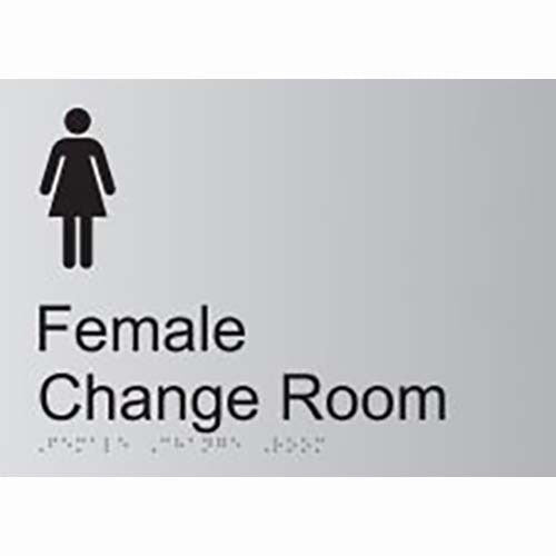 Premium Braille Sign - Female Change Room 190 x 290mm Anodised Aluminium