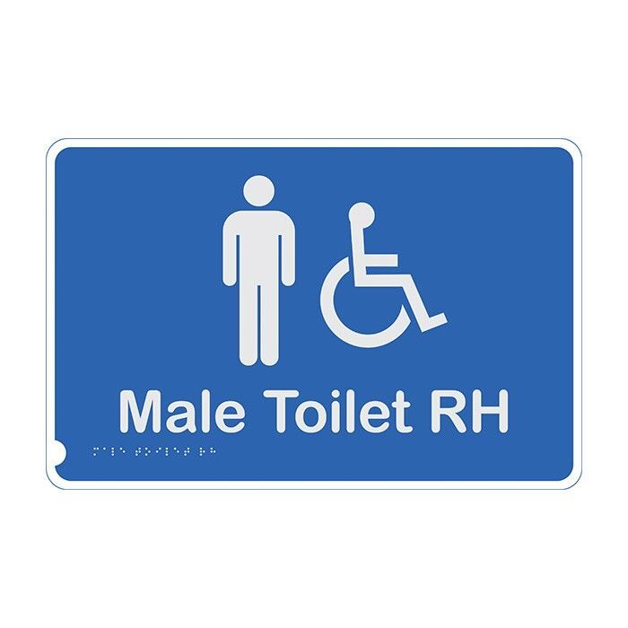 Premium Braille Sign - Male Access Toilet RH 190 x 290mm Anodised Aluminium