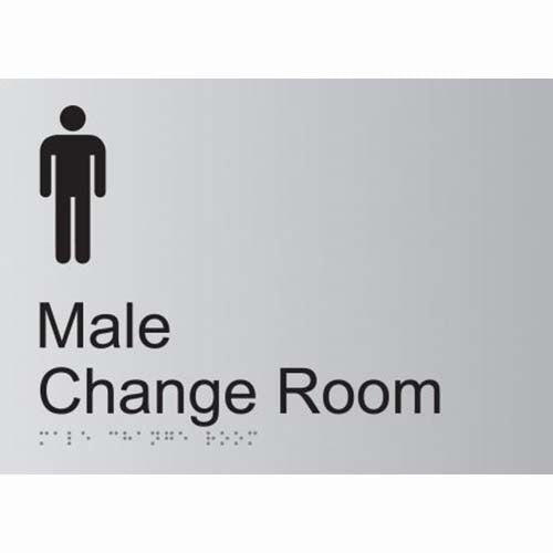 Premium Braille Sign - Male Change Room 190 x 290mm Anodised Aluminium