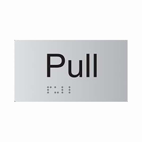 Premium Braille Sign - Pull (Horizontal) 85 x 135mm Anodised Aluminium