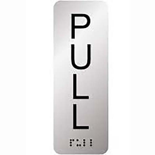 Premium Braille Sign - Pull (Vertical) 190 x 65mm Anodised Aluminium