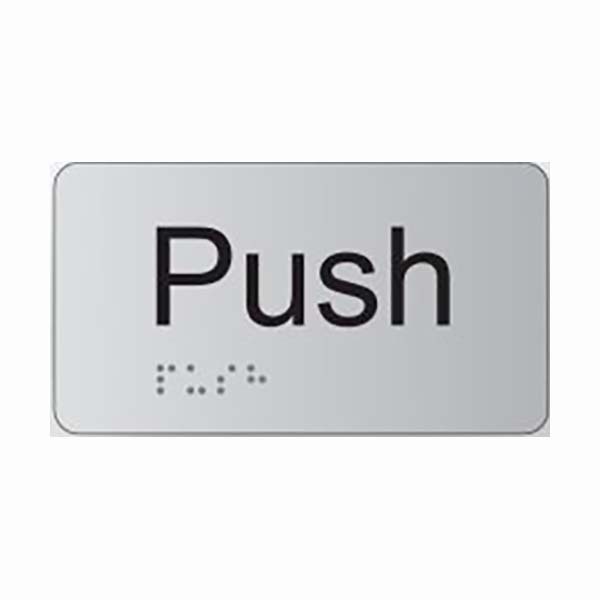 Premium Braille Sign - Push (Horizontal) 85 x 135mm Anodised Aluminium