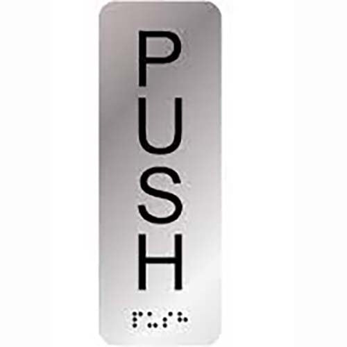 Premium Braille Sign - Push (Vertical) 190 x 65mm Anodised Aluminium