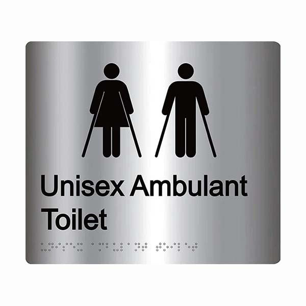 Premium Braille Sign - Unisex Ambulant Toilet 190 x 300mm Anodised Aluminium