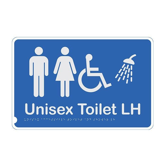 Premium Braille Sign - Unisex Toilet & Shower - AIMS Industrial Supplies