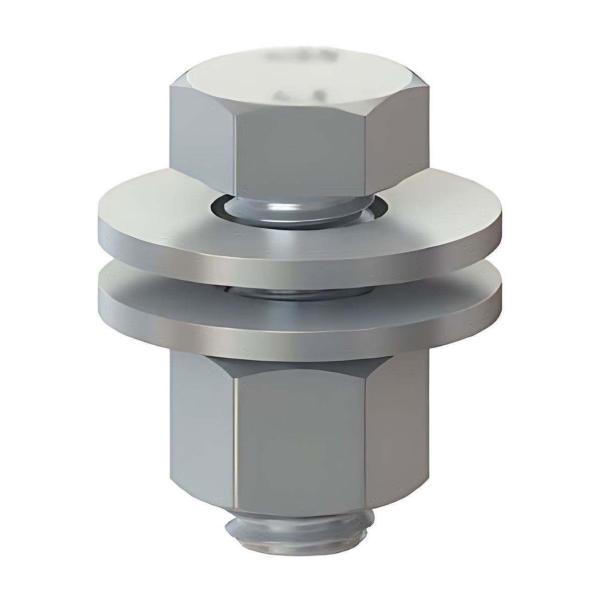 Hobson M12 and M16 purlin hex bolt, nut and washers, zinc plated, bolt assembled with two flat washers and a hex nut