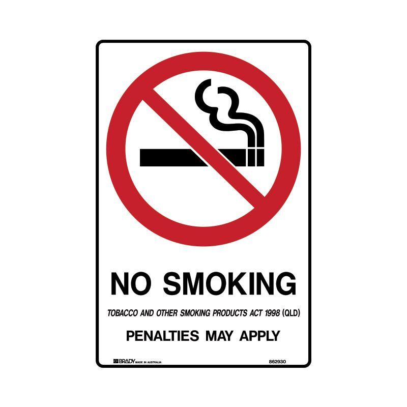 QLD - No Smoking Tobacco & Other Smoking Products Act 225 x 300mm Polypropylene