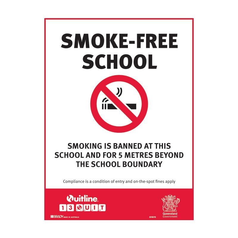 QLD - Smoke - Free School….. For 5 Metres Beyond The School Boundary - AIMS Industrial Supplies
