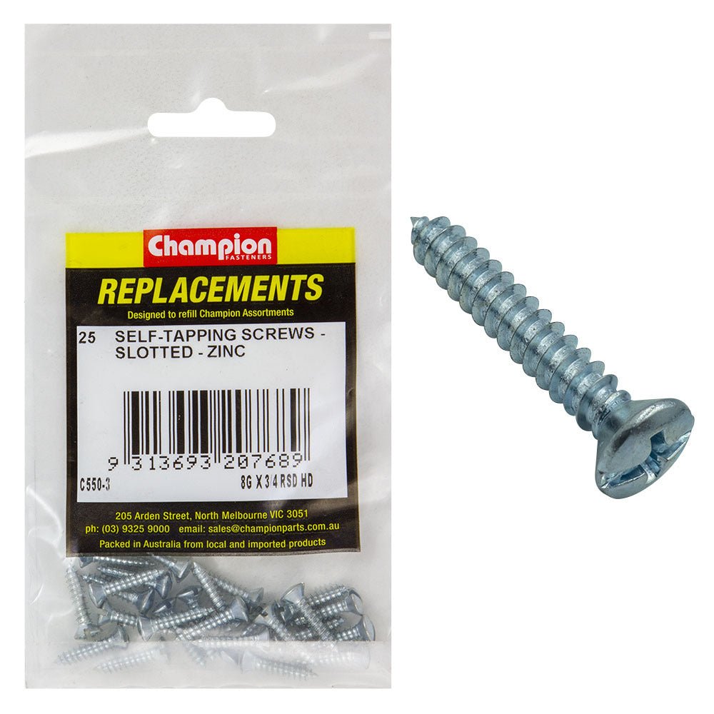 Raised Head Slotted Self Tapping Screw Assortment Refill - C550 - AIMS Industrial Supplies