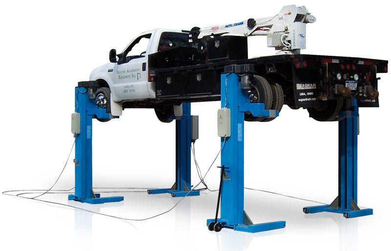 Ravaglioli Set of 4 x 5,500kg Mobile Column Lift Adjustable Fork - AIMS Industrial Supplies