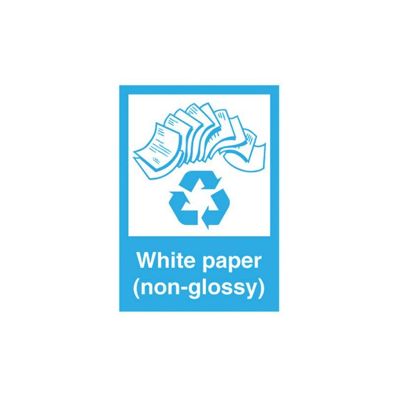 Recycling Sign - White Paper (Non Glossy) 250 x 180mm Self-Adhesive Vinyl