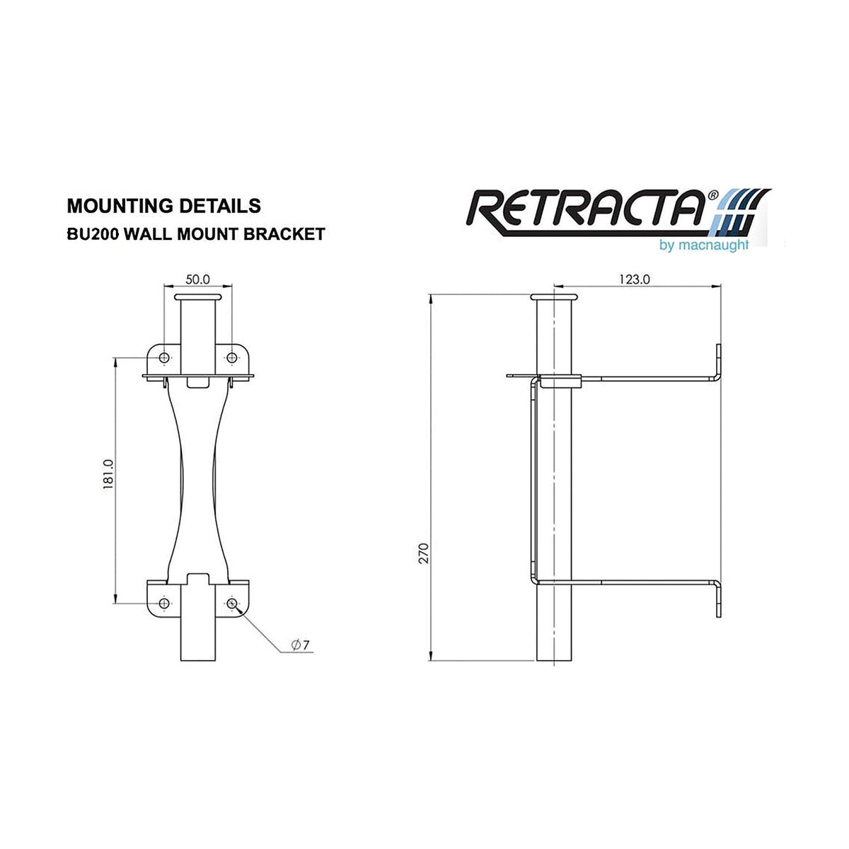 Retracta R3 Wall Mount Bracket - BU200