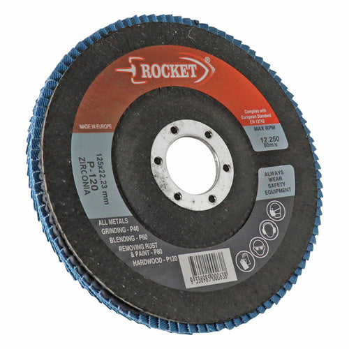 Rocket 125mm Flap Disc 120 Grit Suits Angle Grinder FD125120Z - Pack of 10