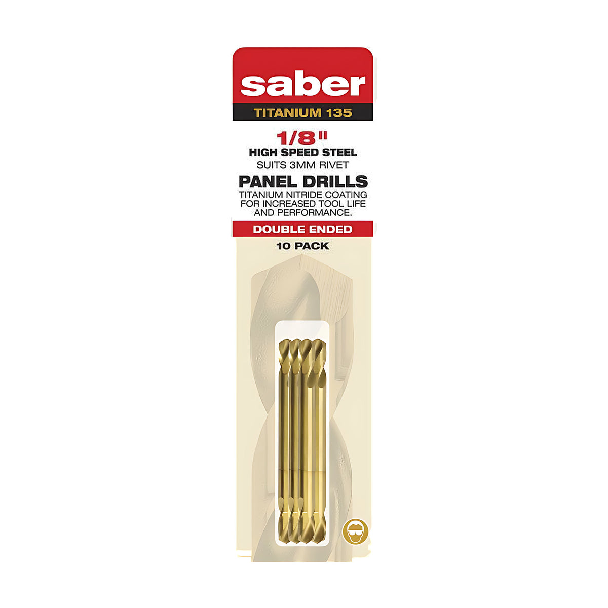 Saber 1/8" TiN Coated HSS Double Ended Panel Drill Bit Clam - 10/Pack