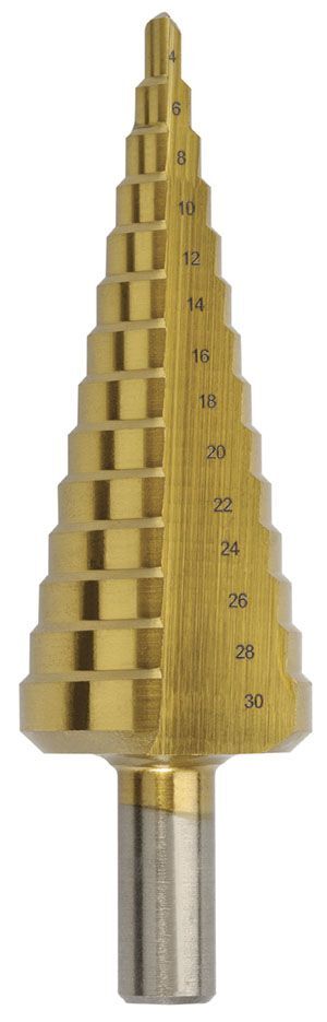 Saber 4 - 30mm HSS Straight Flute TiN Coated Step Drill Bit - 8030-M3