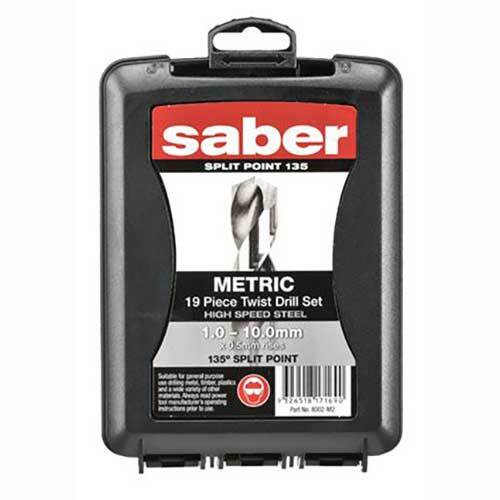 Saber 8002-M2 Bright HSS Jobber Drill Set 1 - 10mm, 19pieces - ABS - AIMS Industrial Supplies