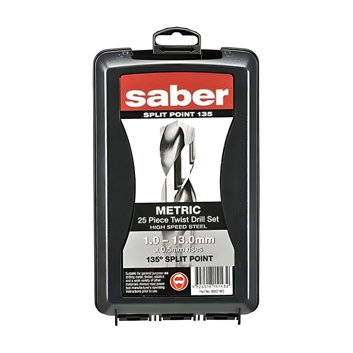 Saber 8002-M3 Bright HSS Jobber Drill Set - ABS Plastic, 25 Pieces