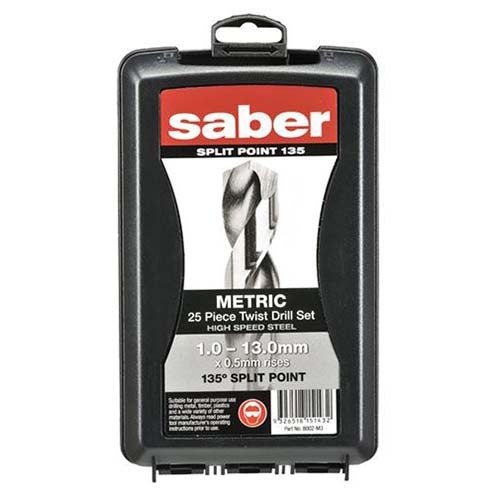 Saber 8002-M3 Bright HSS Jobber Drill Set - ABS Plastic, 25 Pieces - AIMS Industrial Supplies