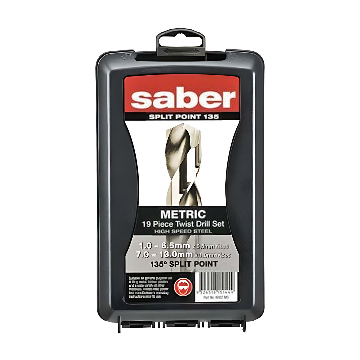 Saber 8002-M5 Bright HSS Jobber Drill Set - ABS Plastic, 19 Pieces