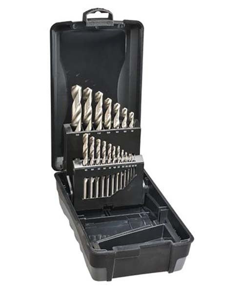 Saber 8002-M5 Bright HSS Jobber Drill Set - ABS Plastic, 19 Pieces - AIMS Industrial Supplies