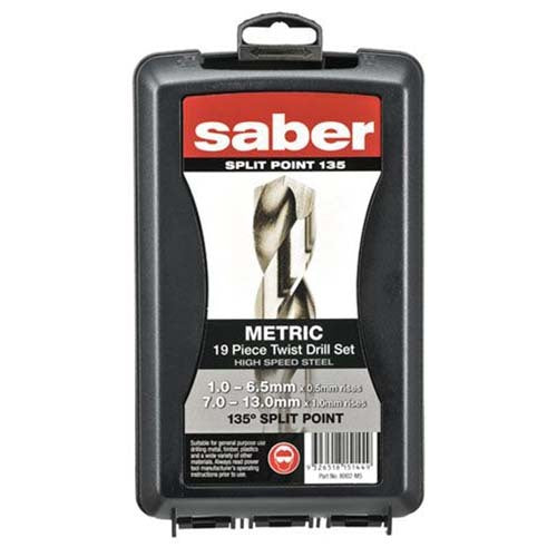 Saber 8002-M5 Bright HSS Jobber Drill Set - ABS Plastic, 19 Pieces2
