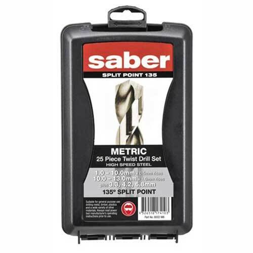 Saber 8002-M6 Bright HSS Jobber Drill Set - ABS Plastic, 25 Pieces - AIMS Industrial Supplies