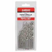 Saber 8003-F1S Bright HSS Jobber Refill Set 1/16 - 1/4" x 1/64", 13 Pieces1