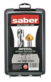 Saber 8003-F3-C17 29 Piece 1/16-1/2" HSS Bright Finish Jobber Drill Set Bonus 20mm Countersink1